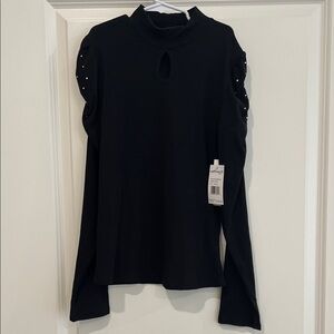 Wallflower girl Black Long-Sleeve Top with Studded Shoulder